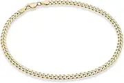 [Miabella] Solid 925 Sterling Silver Italian 3.5mm Diamond Cut Cuban Link Curb Chain Anklet for Women, 9, 10 Inch Made in Italy