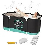 Foldable Bathtub for Adults | Hot Cold Bath Tub - 45.3x23.6x19.7 Inches Portable Tub for Adults Bath Tub with Backrest for Ice Or Hot Bath