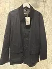 BARBOUR MEN'S ASHBY WAX JACKET L LARGE NAVY BLUE ZIP ENGLAND NEW WITH TAGS