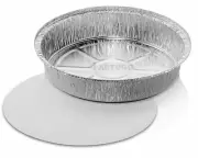 Handi-Foil 9" Round Aluminum Foil Take-Out Pan w/Board Lid Combo Pack 500 Pack