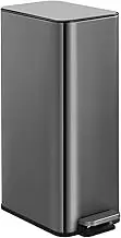Maxkon 20L Pedal Trash Bin Small Step Rubbish Bin Stainless Steel Soft Close Waste Garbage Slim Trash Can with Deodorant Function for Bathroom Kitchen Office Black