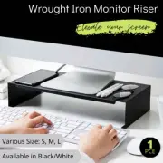 Black White Metal Computer PC Laptop Desktop Monitor Stand Riser Desk Organiser
