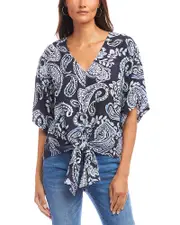 Karen Kane Flutter Sleeve Tie Front Top