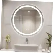 LED Bathroom Mirror with Lights, 24'' Round Light Up 24"L x 24"W Clear-round