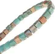 [ACYUNLEI] Natural Stone 4×4mm Square Cube Light Blue Imperial Jasper Gemstone Loose Beads Crystal Energy Healing Power for Jewelry Making Power Beads 15"