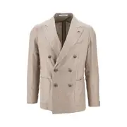 [TAGLIATORE] TAGLIATORE Silk tweed double-breasted blazer Man 50 50 Beige