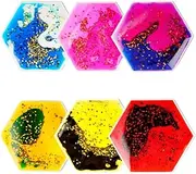 6 Pack of Gel Liquid Toys for Children, Fidget Motion Items, Hexagon
