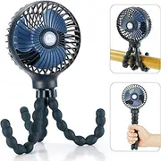 snawowo Mini Handheld Portable Pram Fan, Baby Stroller Fan, Car Seat Fan, USB or 4000mAh Battery Powered, with Flexible Tripod Clip on Student Bed Desk Bike Crib Treadmill Camping Traveling