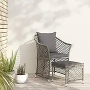 2 Piece Garden Lounge Set with Cushions Grey Poly Rattan, Furniture Sets, Patio Furniture