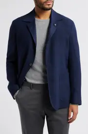 Jack Victor Quest Knit Ready Navy Wool Jacket at Nordstrom, Size 42