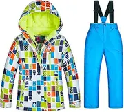 [7HAHA3] Children's Snowsuit Big Boy Snowboard Ski Jacket Pants Set Kids Waterproof Thicken Coat Keep Warm in -40°C/℉