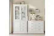 Cosmoliving Ashford Chest of 6 Drawers White and Display Storage Cabinet
