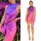 BAOBAB x REVOLVE Providencia Dress in Sunset Ombre draped high neck M Medium