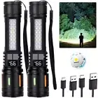 2 x 99000000 Lumens Super Bright LED Tactical Flashlight Rechargeable Work Light