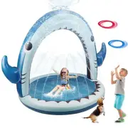 Giant Shark Sprinkler for Kids - Inflatable Water Toys Splash Pad with 360° S...