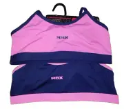Girl's XL 14 RBX Microfiber 2 Pack Sports Bras X Back New Pink Blue NWT Bra