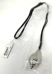 J.Jill Silver Conch Shell Pendant on Black Cord Necklace, NWT