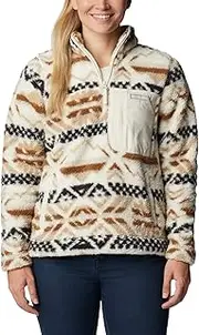 [Columbia] Women's West Bend 1/4 Zip Pullover, Chalk Checkered Peaks/Chalk, 1X Plus