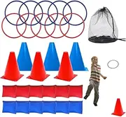 Outdoor Carnival Games, Cones Yard Lawn Game | Cones Ring Thiring Combo Set - Bean Ring Ring Lands Game Cones, Indoor Games