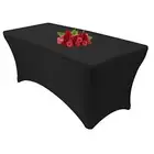 10FT Spandex Black Tablecloth for Rectangle Tables - Stretch Table Cover for ...