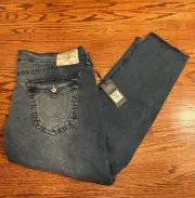 Men’s True Religion Geno Relaxed Slim Big Flap Medium Heavenly Wash Size 42x32