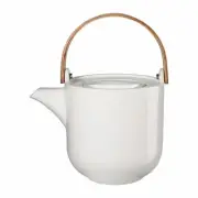 ASA Selection coppa yuki teapot with wooden handle pot porcelain White Glossy 1L
