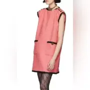 NWT Gucci Boucle Tweed Pink Shift Dress Mod Mini Sz 38