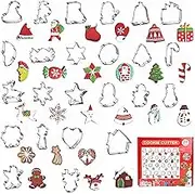 linzezon Christmas Cookie Cutters Set,24pcs/Set, Stainless Steel Cartoon Biscuits Mold,Santa,Tree,Snowflake & More Holiday Shapes for Baking, Gingerbread & Biscuit Making