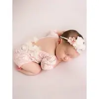 在飛比找ETMall東森購物網優惠-蕾絲發帶女寶寶月子照寫真連體衣