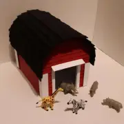 Handmade Little Ol’ Red Barn Model Popsicle Stick Art, 8.5” X 7” X 6.5 Inches