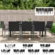 3 Piece Garden Dining Set with Cushions Poly Rattan and Steel Multi Colours/Sizes vidaXL