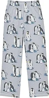 [ZZXXB] Retro Penguin and Snow Boys Long Pants Soft Trousers Elastic Waist Kids Lounge Bottoms with Pockets S-XL