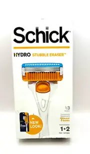 Schick Hydro Skin Comfort Stubble Eraser 1 Razor Handle + 2 Cartridges