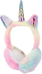 [GALPADA] Cartoon Unicorn Ear Muffs Plush Warm for Women Baby Cold-proof and Skin-friendly