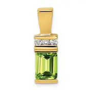 14k Yellow Gold 8x6mm Emerald Cut Peridot VS Diamond Slide