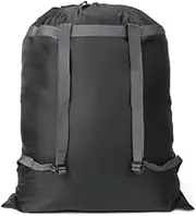 Travel Laundry Bag with Drawstring Closure, 60 x 92cm Heavy Duty Laundry Bag Dirty Clothes Drawstring Bag with Water-Resistant Fabric for Home,Students,Travel, Holiday(Black)