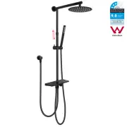Round Rain Shower Head Set Sliding Rail Slim Hand Held Separated Inlet Black