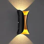 Outdoor Wall Lights,Modern Wall Sconce Black Up and Down Lights Warm White 3000K Outdoor Porch Wall Lamp Waterproof Exterior Lights Fixture for Indoor Yards,Doorways,Garden,Pathway