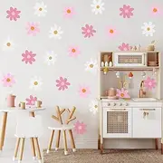 BBTO Daisy Wall Decal Flower Vinyl Wall Decals Daisy Decals Floral Decals Peel and Stick Daisy Stickers for Kids Nursery Wall Art Bedroom Living Room (Elegant Color,Simple Style)