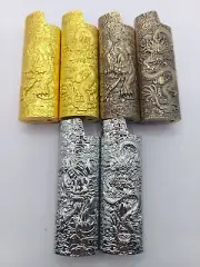 metal lighter case with Dragons And Tiger design for Largw bic lighter