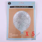5 BLUE CONFETTI BALLOONS ON STICK BOW CAKE TOPPER 5" BIRTHDAY PARTY BABY SHOWER