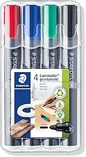 Staedtler 352 Lumocolor Permanent Bullet Tip Marker, Assorted (Pack of 4)