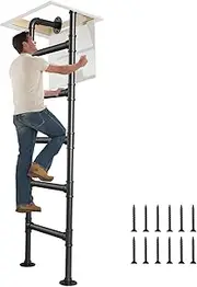 Wrought Iron Heavy Duty Basement Window Well and Attic Bunk Bed Ladder Black Metal Step Ladder for Home Loft Dorm 3.3FT/4ft/5ft/6ft/7FT (100cm/39in) Entrance Egress Access with Safety Featur