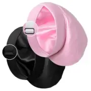 Satin Bonnet Silk Lined Sleep Cap- Adjustable Hair Cover One Size Black & Pink