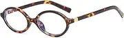 [ULELA DIKML] Oval Small Frame Retro Plain Eyeglasses Frame for Women Small Oval Sunglasses Sunglasses for Women Men Fashion Retro 90s Vintage Shades, Brown, Brown
