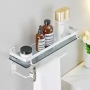Glass Bathroom Shelf 15.7 in Bathroom Wall Shelf with Towel Holder Tempered Glas