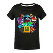 Nmaov Geometry Dash Kids T-Shirt Gaming Fans Boys Girls Casual Short Sleeve Tee Tops Black 9-10Years
