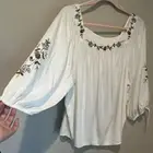 Lauren Conrad New XXL White Womens Peasant Top Floral trim NWT