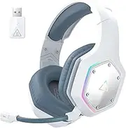 EKSA E1000WT Wireless Gaming Headset,2.4GHz USB Gaming Headphones with Microphone for PC, PS5, PS4, Nintendo Switch, 7.1 Surround Sound Gaming Headset, RGB Light, Ergonomic Design for Birthday Gift