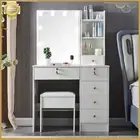 White Dressing Table Lighting Vanity Mirror Bedroom Makeup Dresser Desk Stool